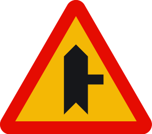 señal de obras TP-1a intersección con prioridad sobre vía a la derecha