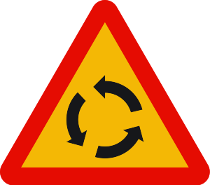 señal de obras TP-4 intersección con circulación giratoria