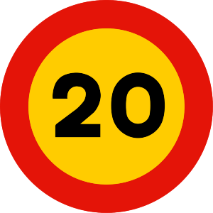señal de obras TR-301-20 prohibición velocidad máxima a 20 km h