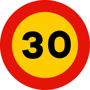 señal de obras TR-301-30 prohibición velocidad máxima a 30 km h