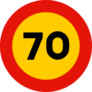 señal de obras TR-301-70 prohibición velocidad máxima a 70 km h