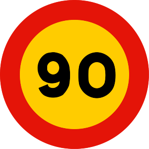 señal de obras TR-301-90 prohibición velocidad máxima a 90 km h