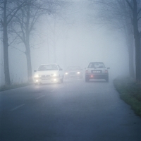 Hay niebla, NO es densa y su vehículo tiene luces antiniebla. ¿Qué luces es recomendable encender?